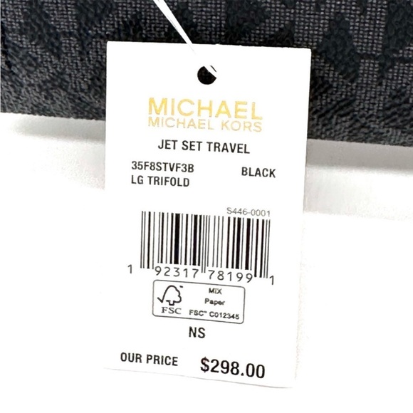 Michael Kors Large Trifold Wallet Black - Picture 8 of 8